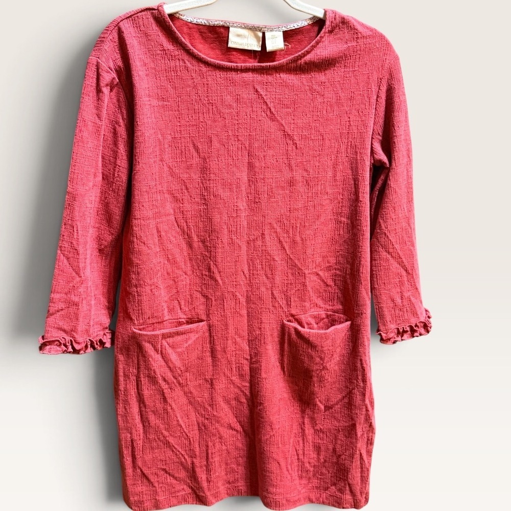 Cynthia Rowley Pink Textured Knit Shift Dress Ruffle Sleeve Pockets Small